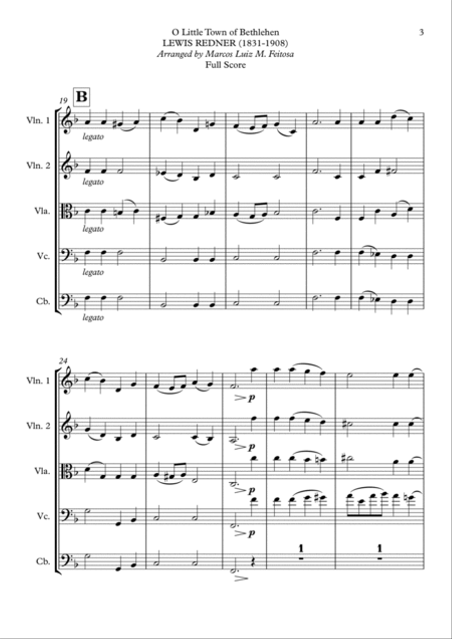 O Little Town of Bethlehem - String Ensemble Cello scores gallery preview page 5