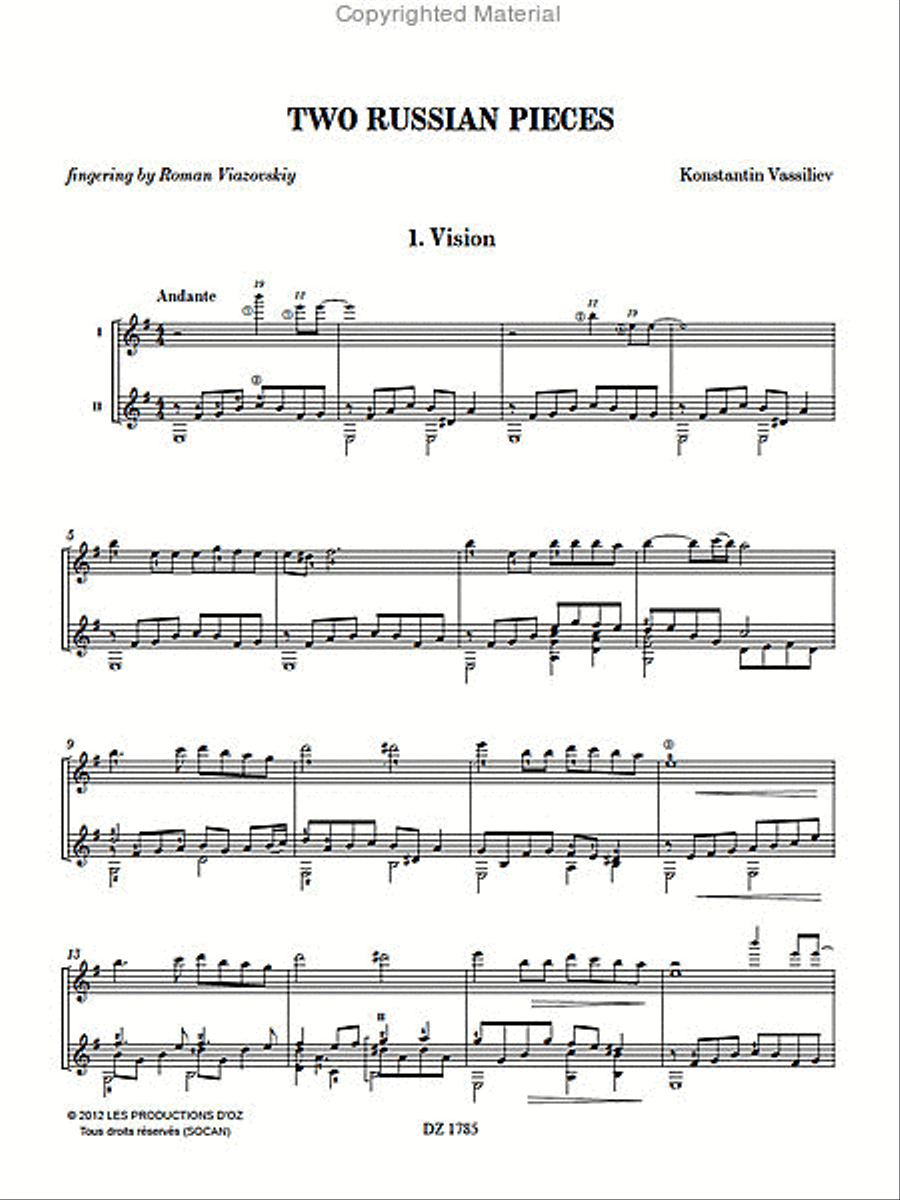 Two Russian Pieces Classical Guitar scores gallery preview page 2