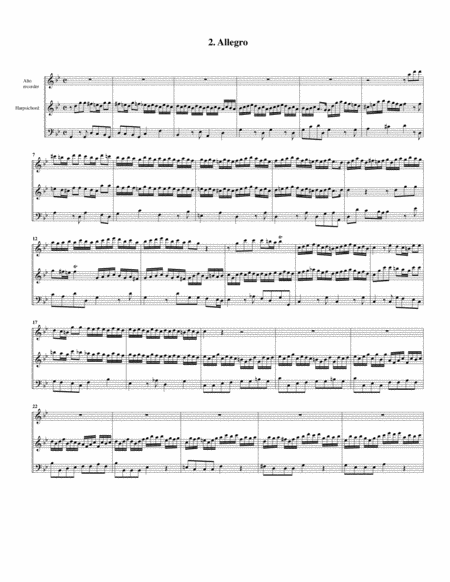 Sonata, QV2: 21 e (arrangement for alto recorder and harpsichord)