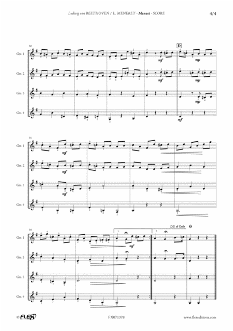 Menuet Menuet Guitar Ensemble scores gallery preview page 4