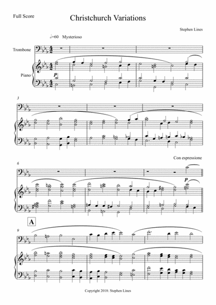 Christchurch Variations for Trombone and Piano image number null