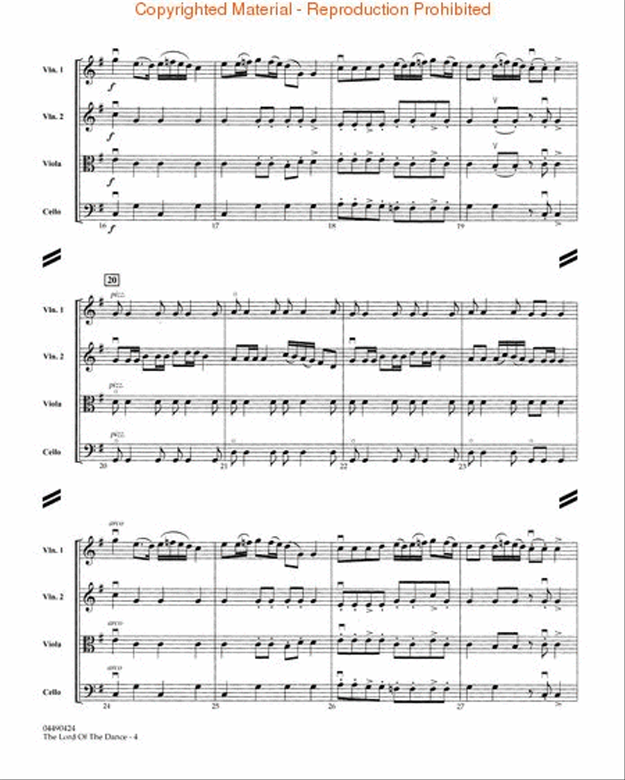 The Lord of the Dance String Quartet scores gallery preview page 3