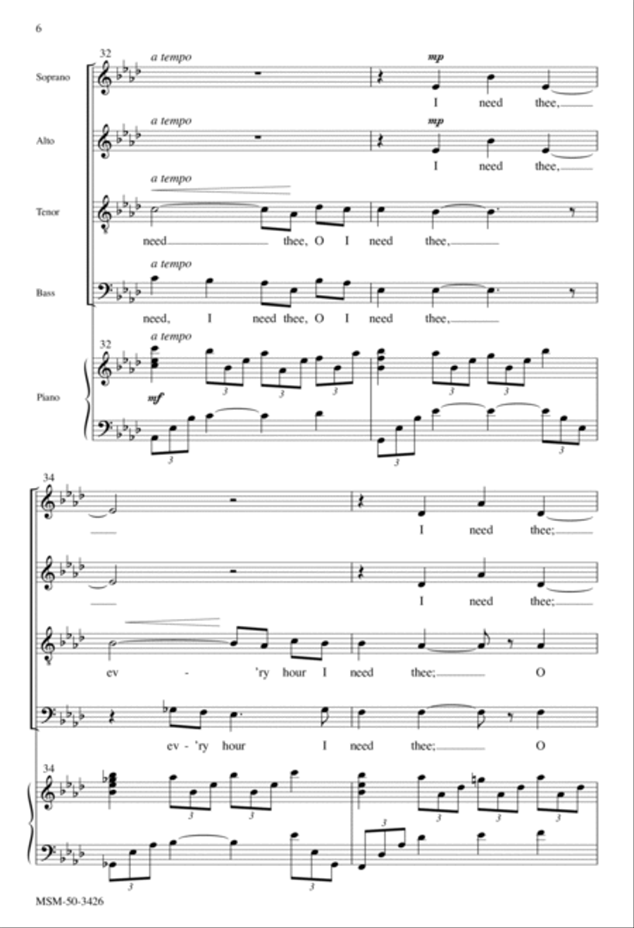 I Need Thee Every Hour 4-Part scores gallery preview page 6