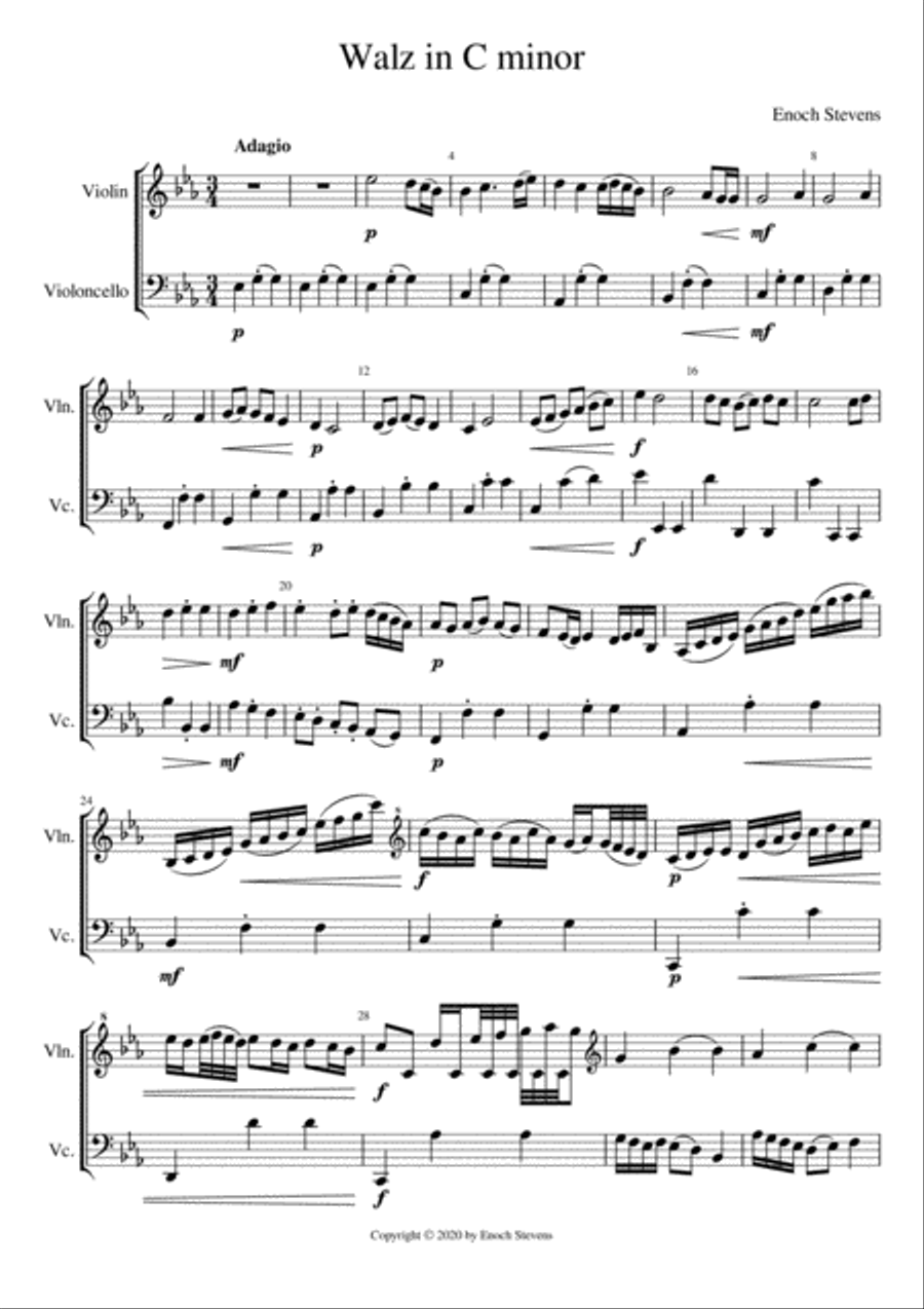 Waltz of Love (in C minor) Set of Parts scores gallery preview page 1