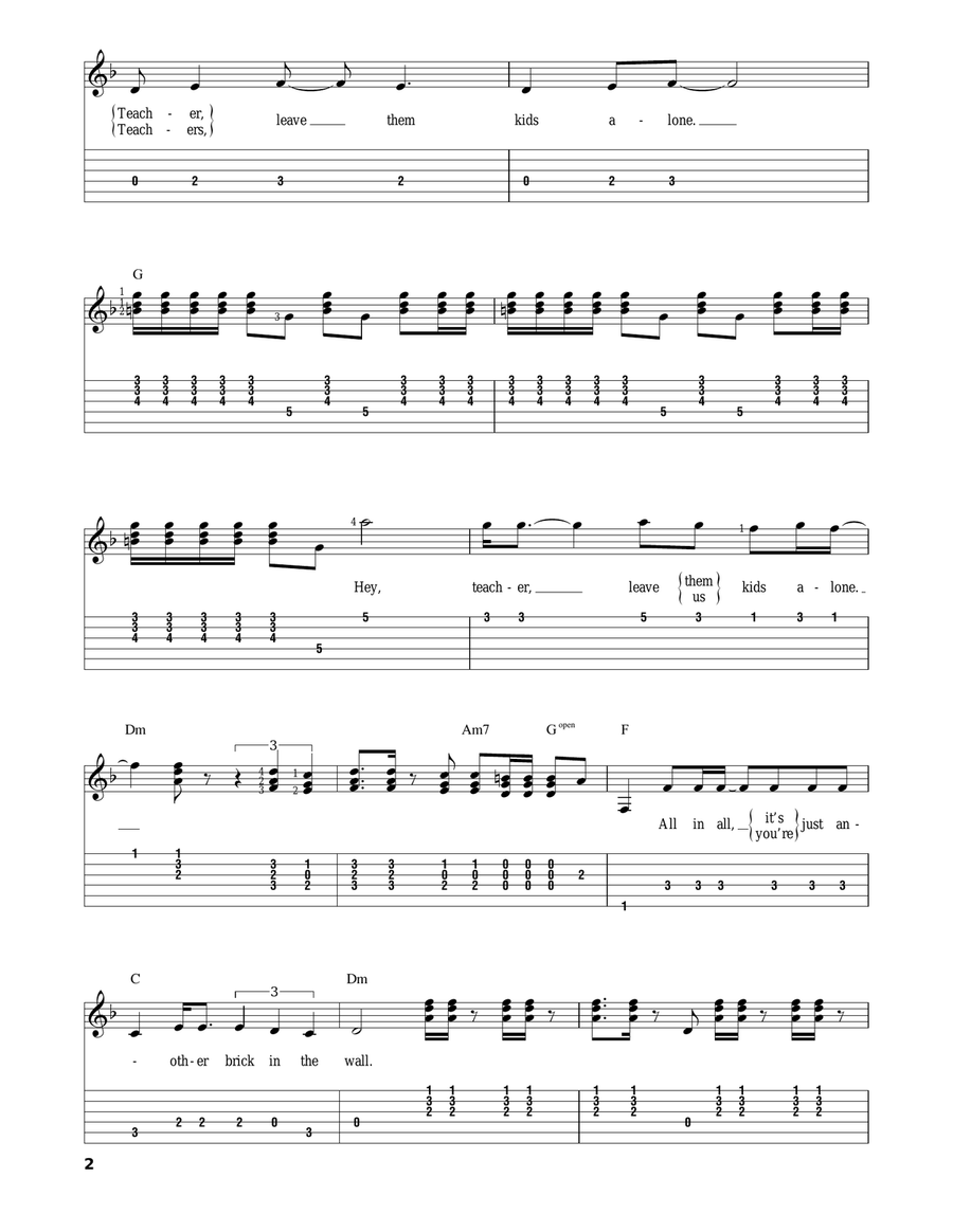 Another Brick In The Wall, Part 2 Acoustic Guitar scores gallery preview page 2