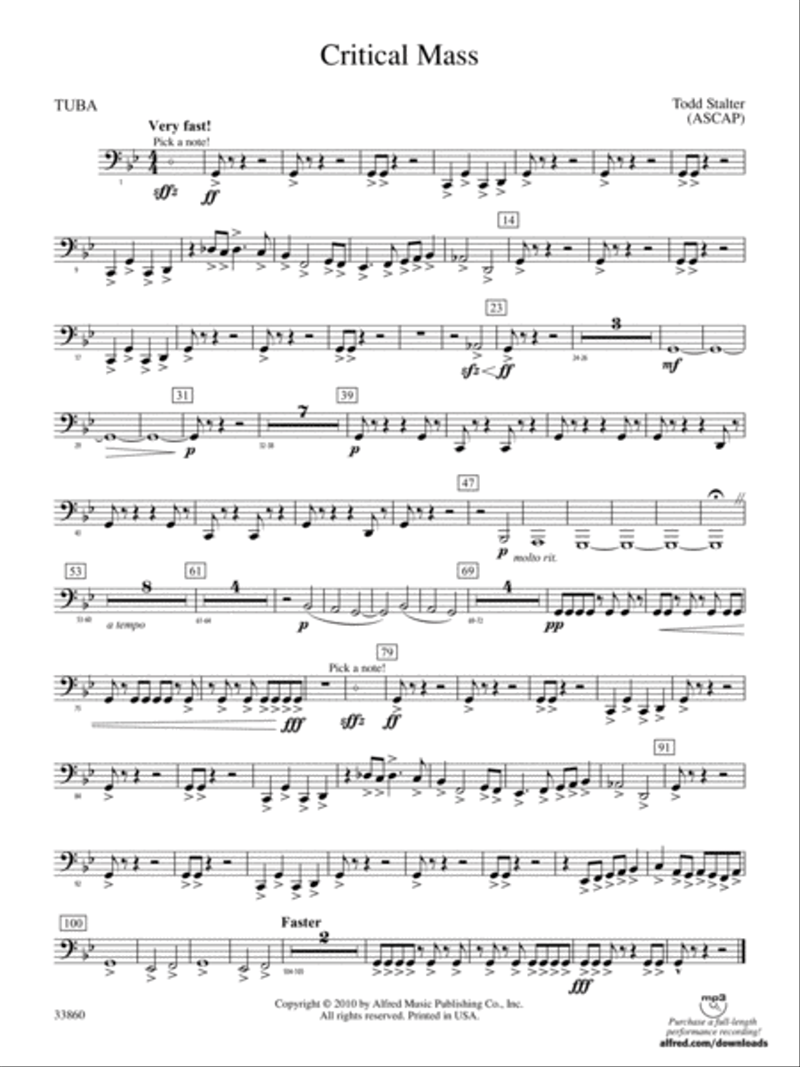Critical Mass: Tuba Concert Band scores gallery preview page 1