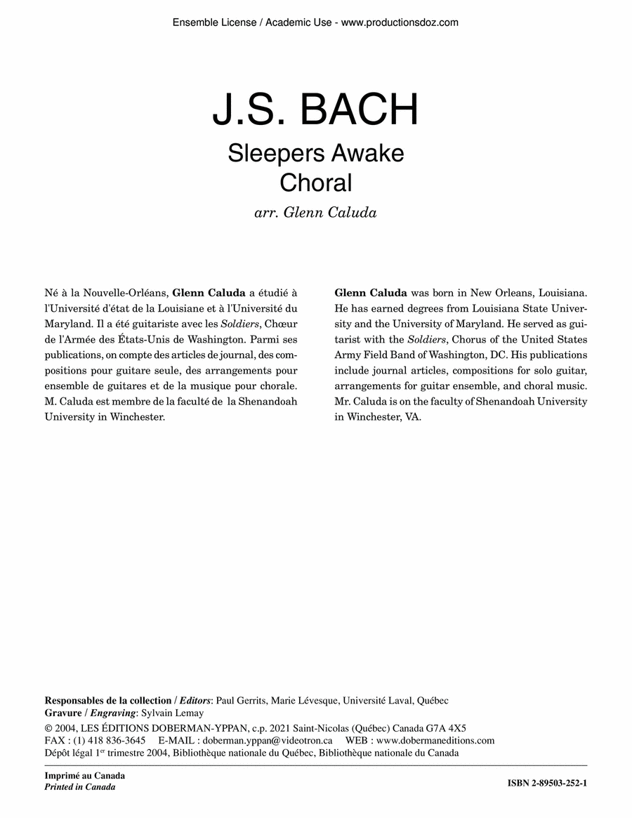 Sleepers Awake & Choral Guitar Ensemble scores gallery preview page 1