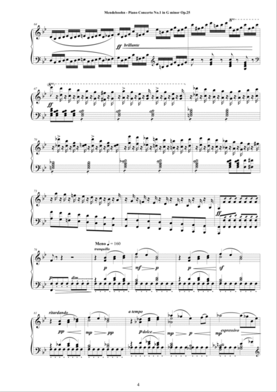 Mendelssohn - Piano Concerto No.1 in G minor Op.25 - Complete Piano Version Piano Solo scores gallery preview page 4