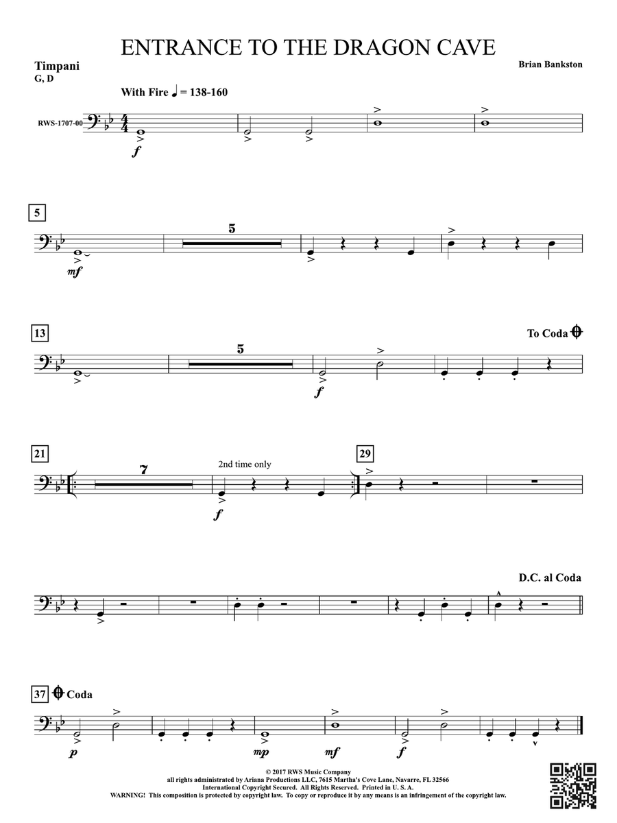 Entrance to the Dragon Cave: Timpani Percussion scores gallery preview page 1