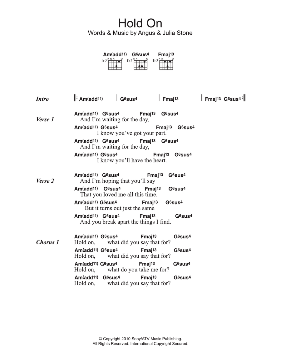 Hold On Acoustic Guitar scores gallery preview page 1