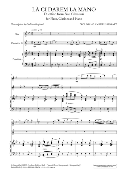 Là ci darem la mano. Duettino from "Don Giovanni" for Flute, Clarinet and Piano
