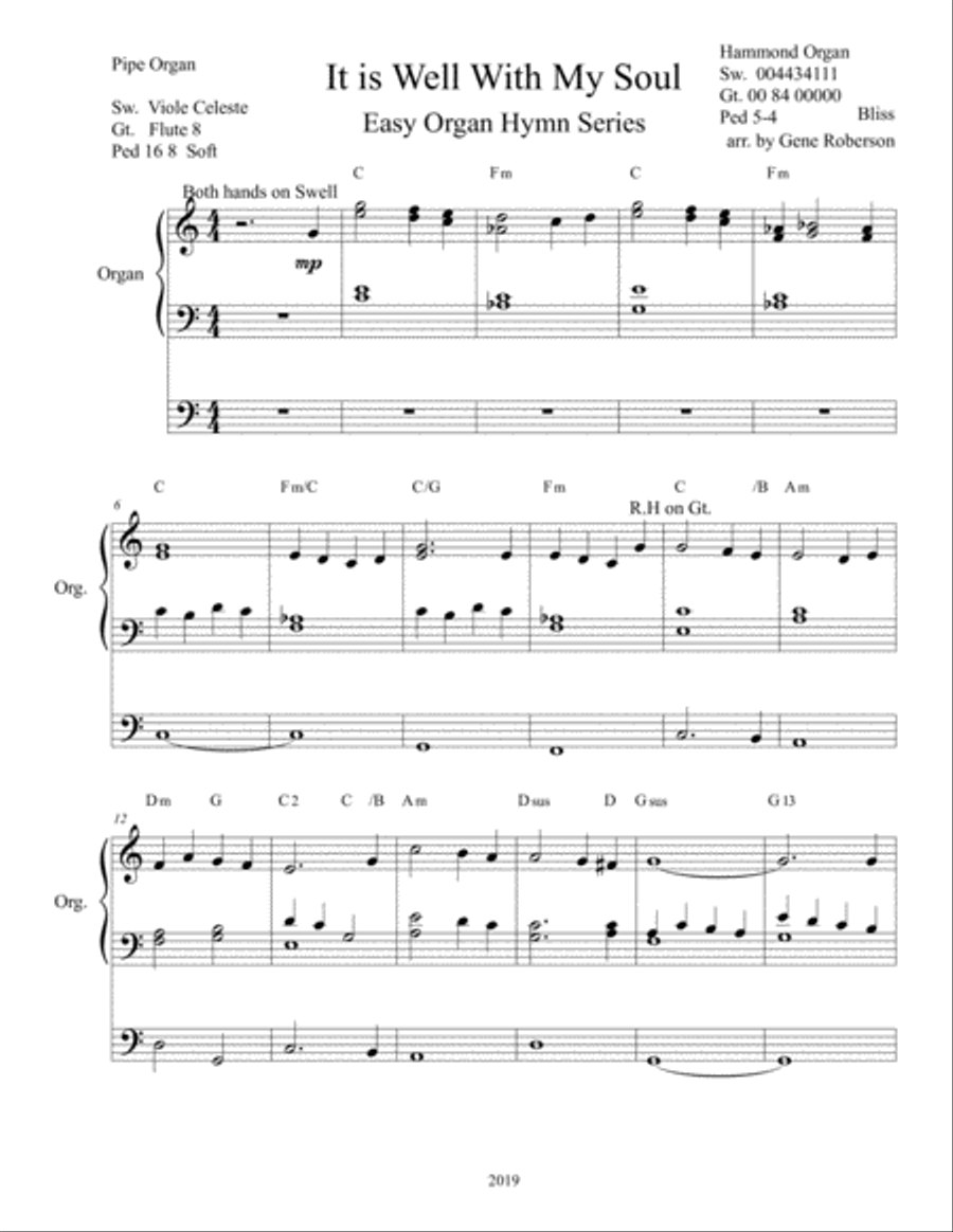 It is Well With My Soul EASY ORGAN Organ Solo scores gallery preview page 2
