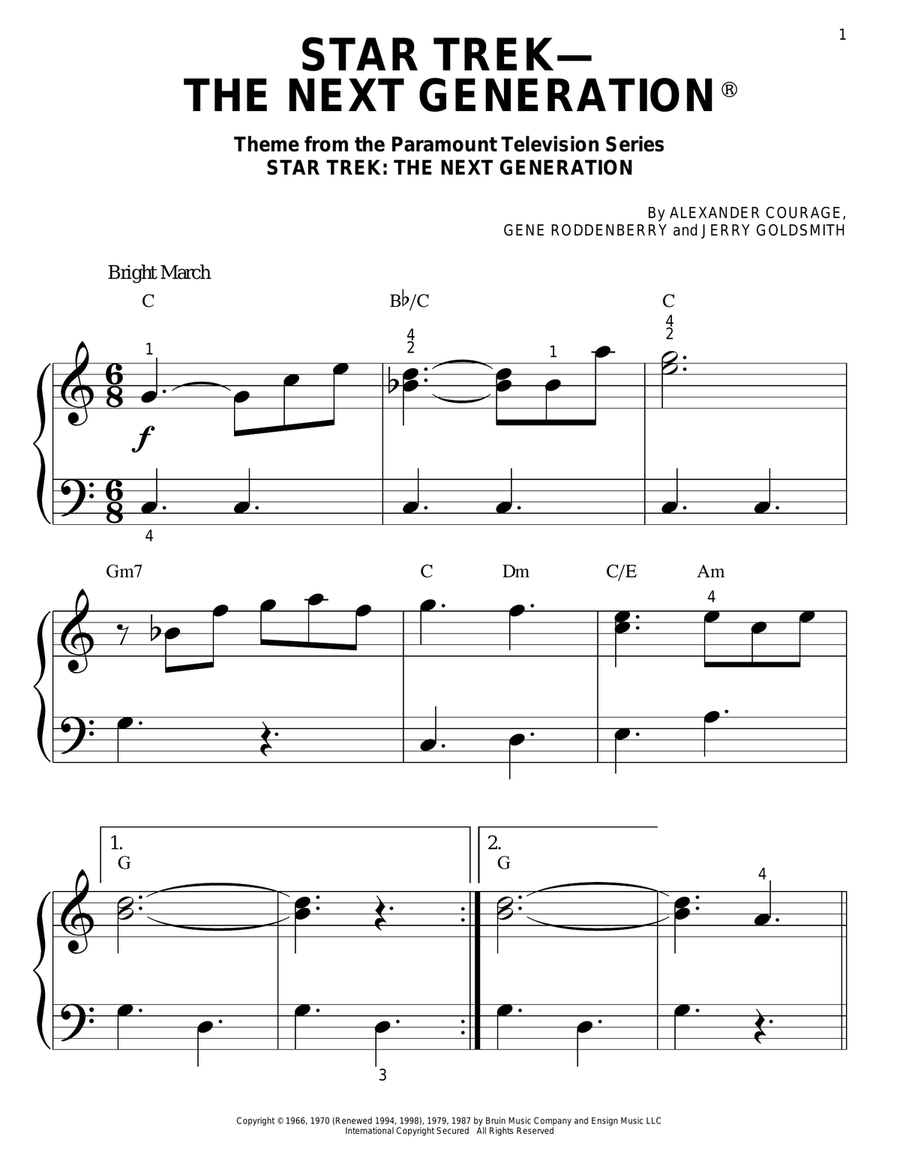 Star Trek - The Next Generation Easy Piano scores gallery preview page 1