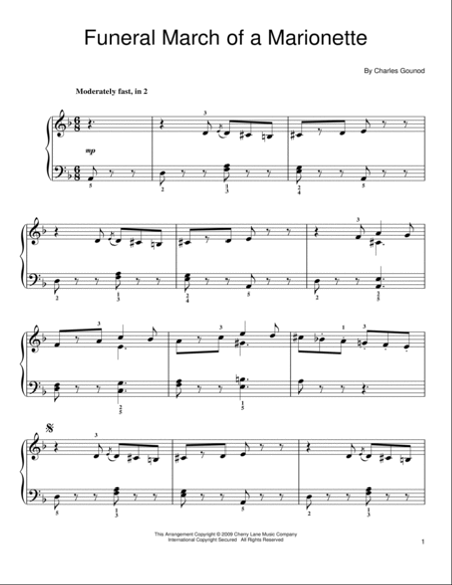 Funeral March Of A Marionette Easy Piano scores gallery preview page 1