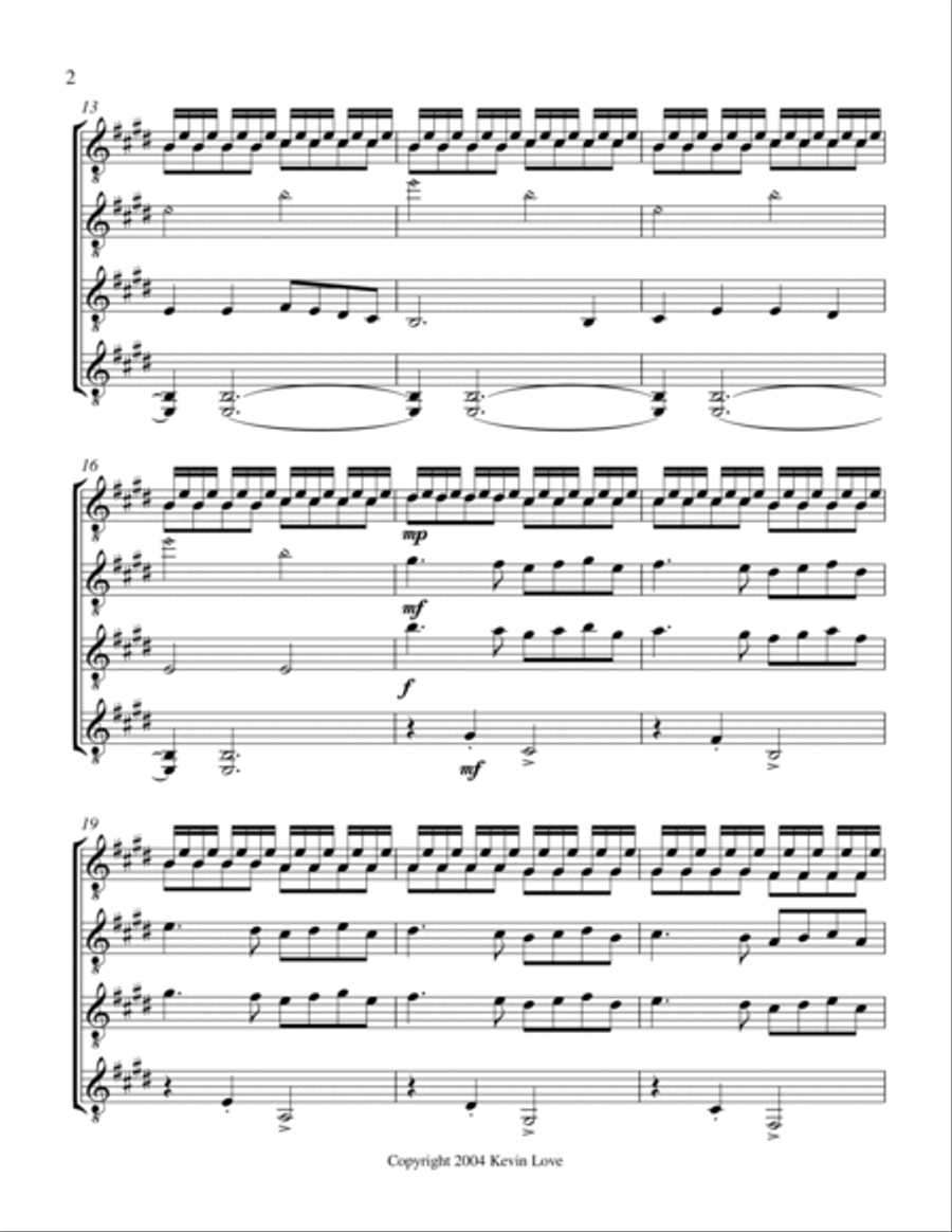 Ding Dong merrily on High (Guitar Quartet) - Score and Parts Ding Dong merrily on High (Guitar Quartet) - Score and Parts Guitar Ensemble scores gallery preview page 2