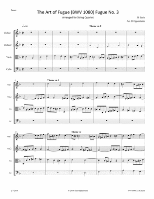 Book cover for Bach: The Art of Fugue (BWV 1080), No. 3; arr. for String Quartet