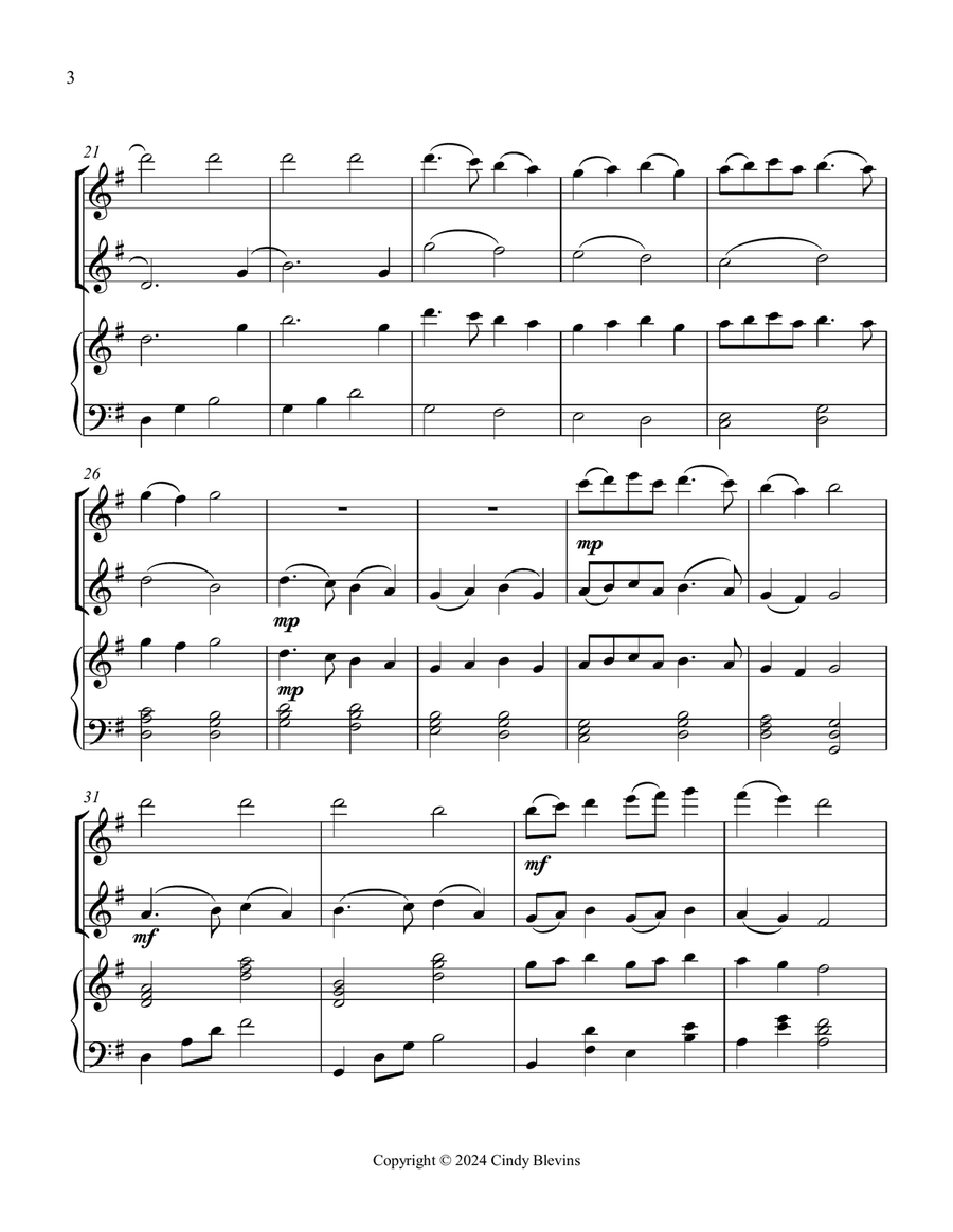 Deck the Halls, for Flute, Oboe and Piano Woodwind Duet scores gallery preview page 4