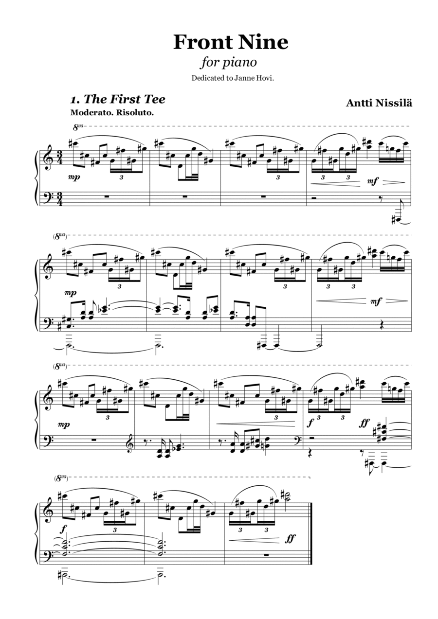 Front Nine Piano Solo scores gallery preview page 1
