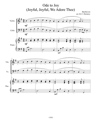 Ode to Joy (Joyful, Joyful, We Adore Thee) for violin and cello duet with piano accompaniment
