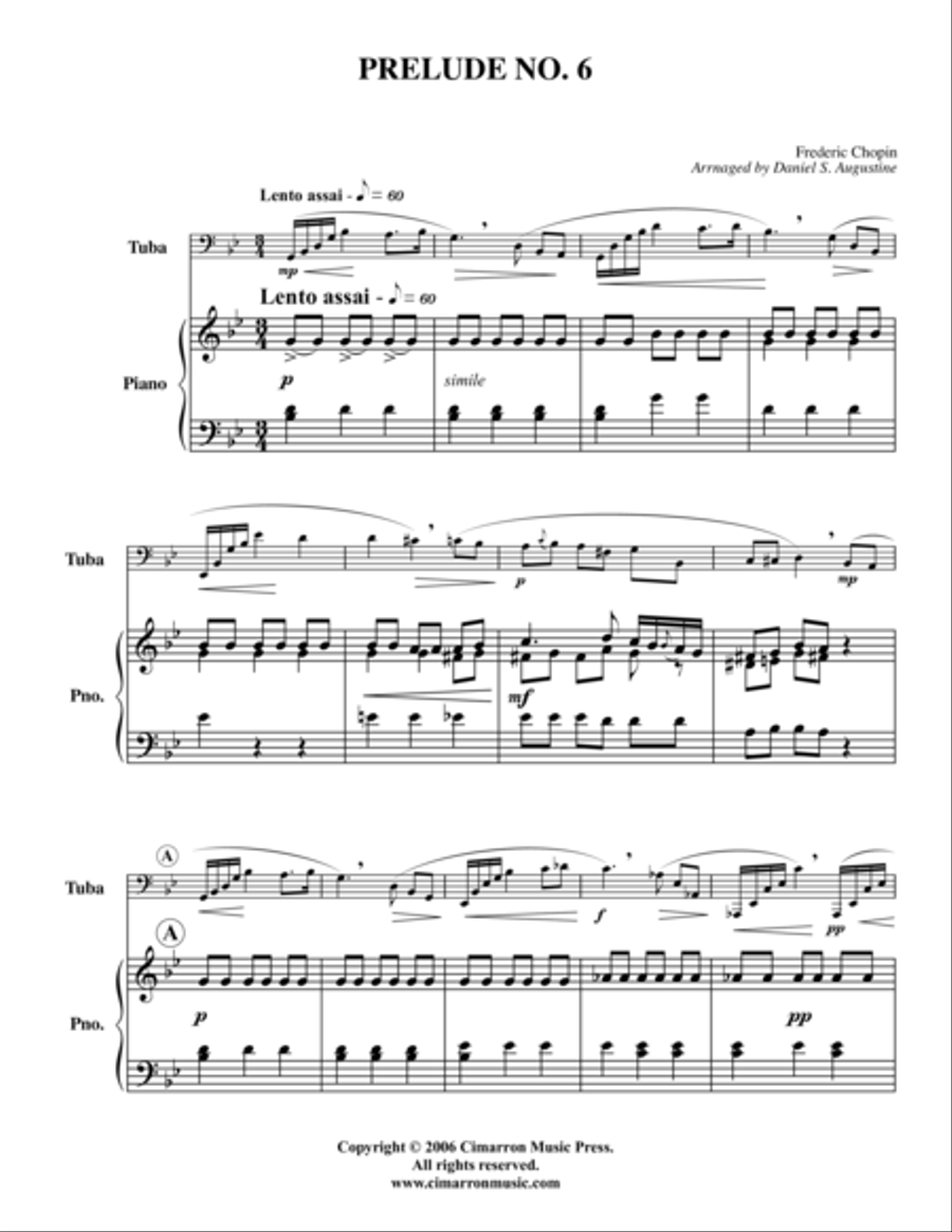 Prelude No. 6 Tuba scores gallery preview page 1
