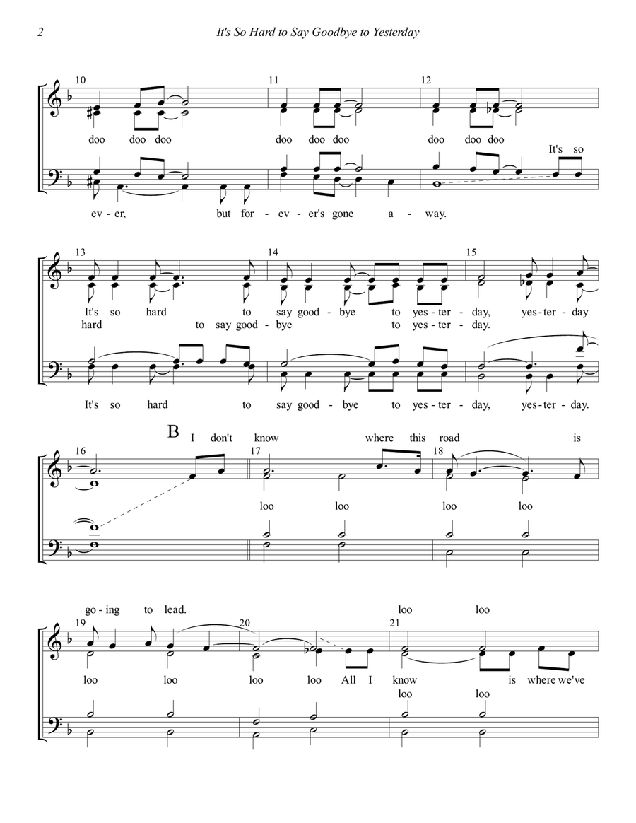 It's So Hard To Say Goodbye To Yesterday 4-Part scores gallery preview page 2