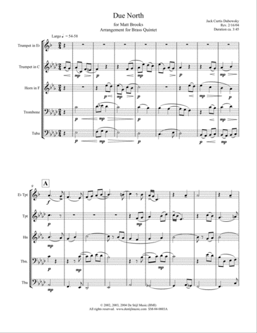 Due North for Brass Quintet Brass Quintet scores gallery preview page 3