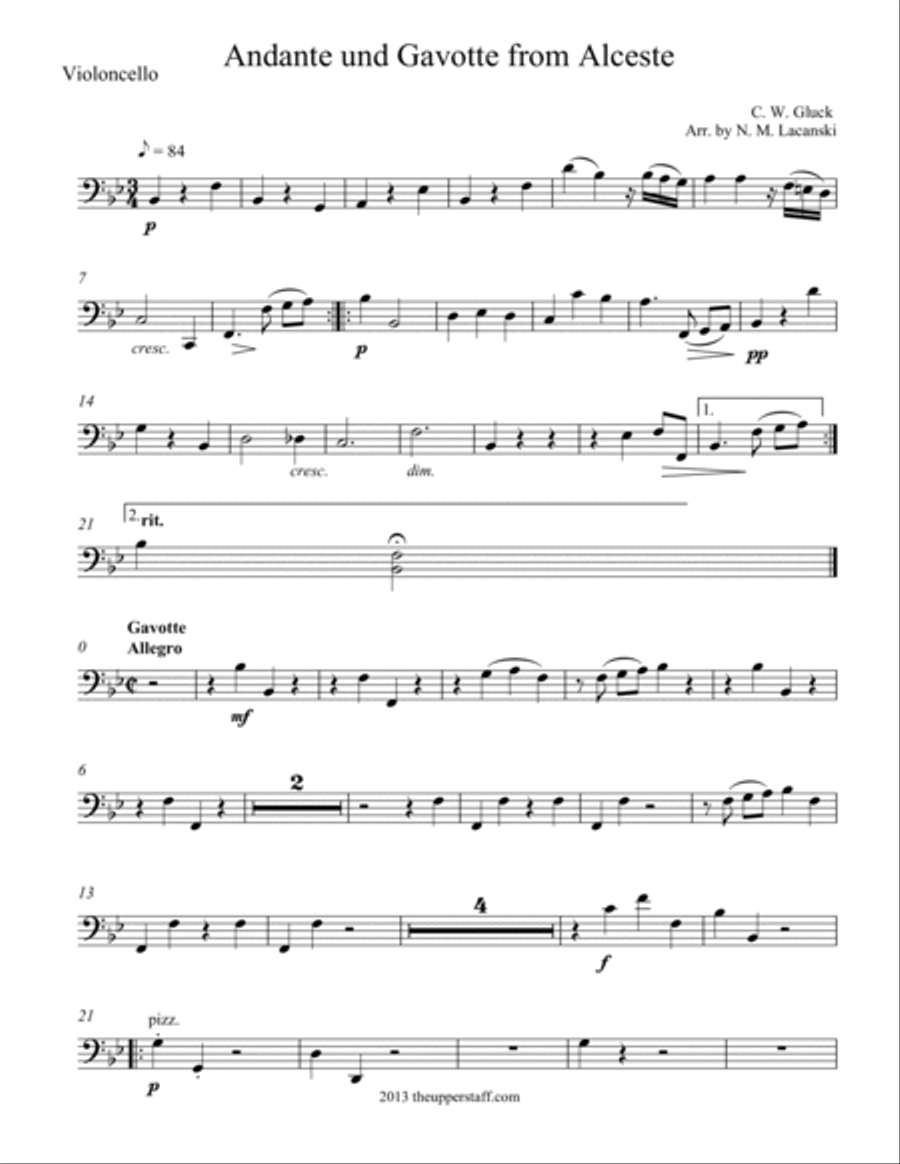 Andante and Gavotte from Alceste String Orchestra scores gallery preview page 3