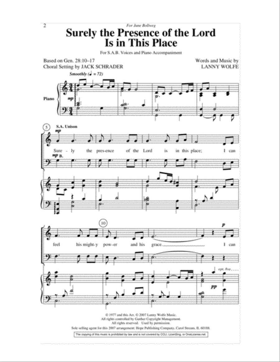 Surely the Presence of the Lord Choir scores gallery preview page 2