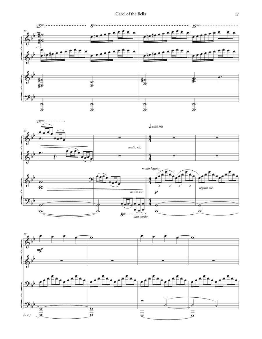 Carol of the Bells (Piano Duet) Piano Duet scores gallery preview page 3