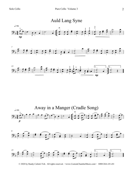 Pure Cello Volume 3: Thirty Christmas Carols for Unaccompanied Cello (solo cello) by Various Cello Solo - Digital Sheet Music