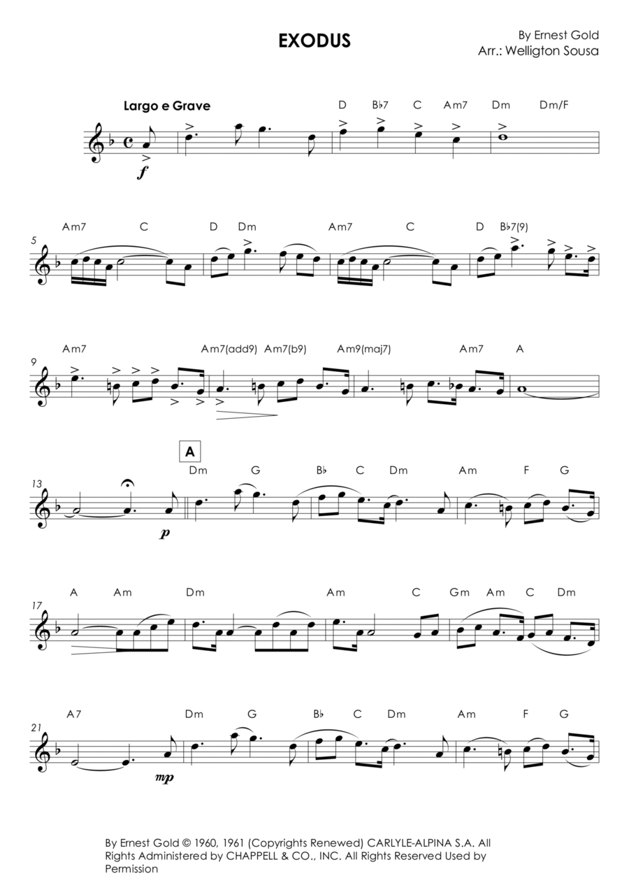 Exodus (main Theme) Piano scores gallery preview page 1