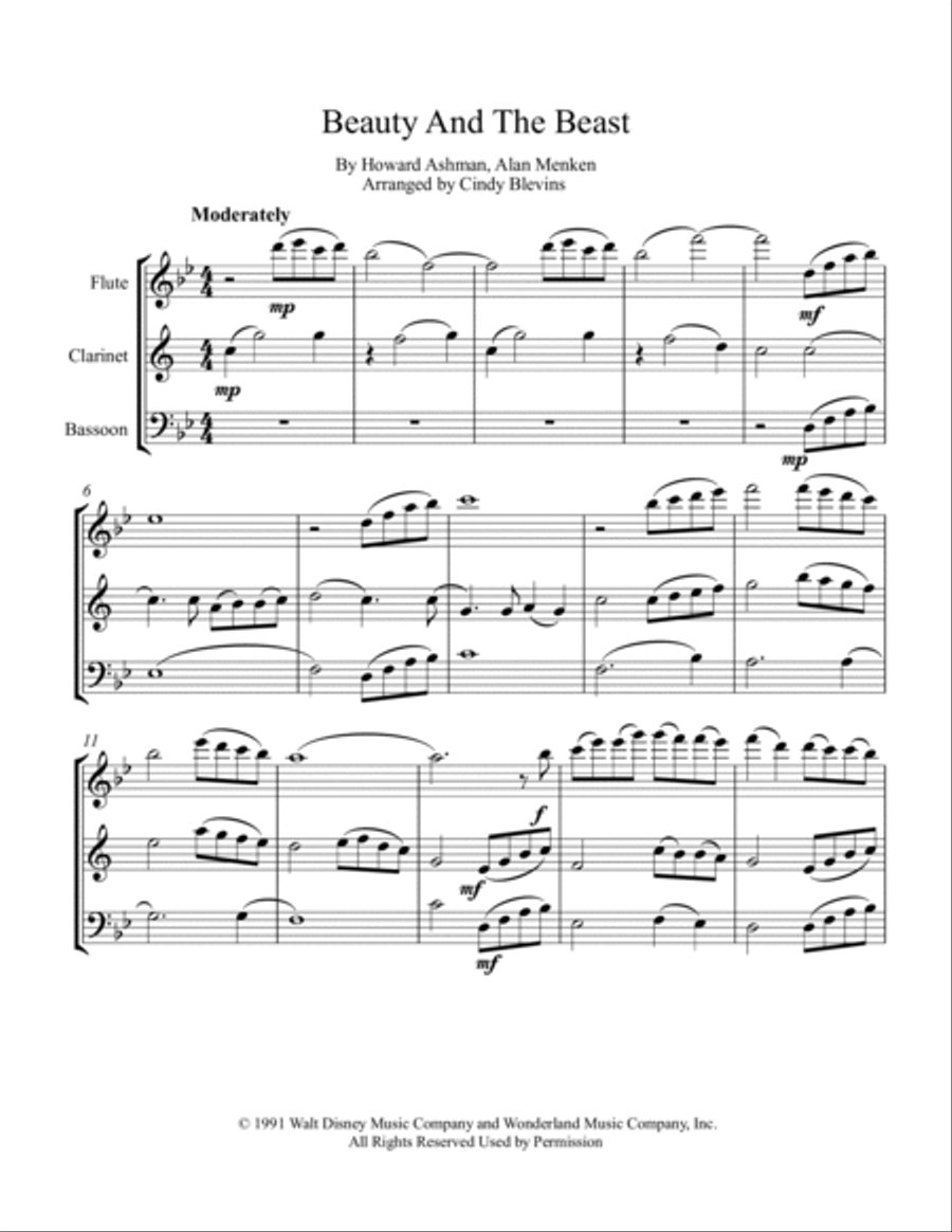 Beauty And The Beast Woodwind Trio scores gallery preview page 2