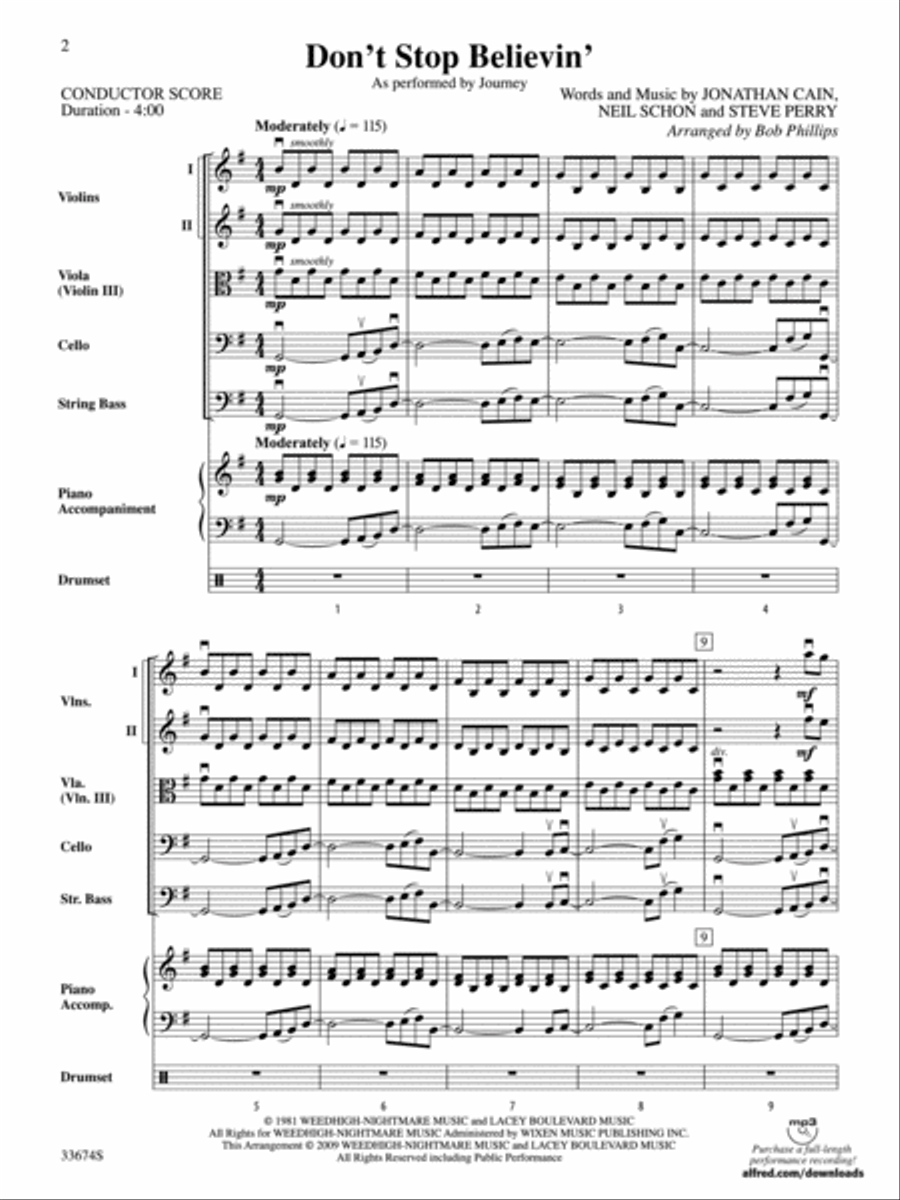 Don't Stop Believin' String Orchestra scores gallery preview page 2