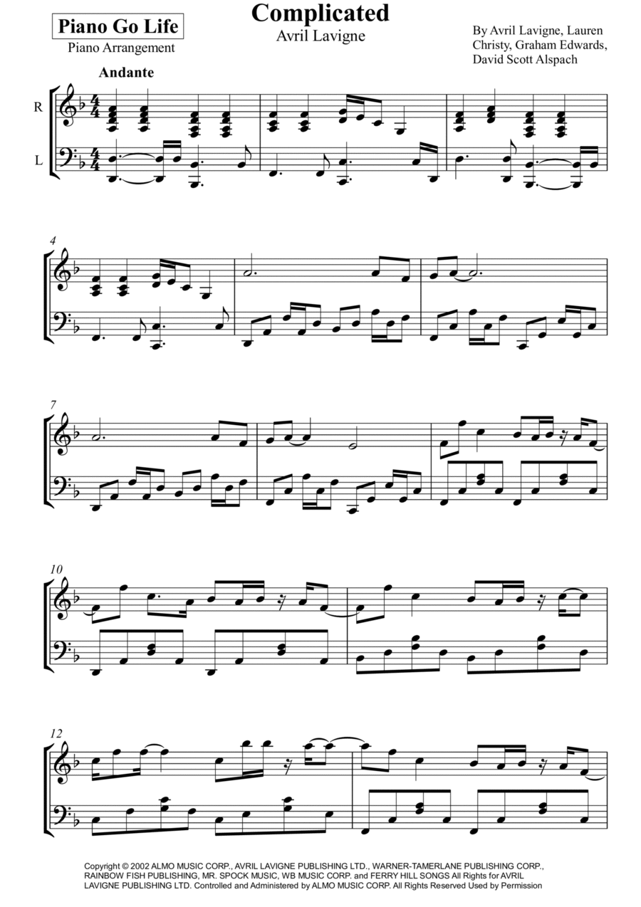 Complicated Piano Solo scores gallery preview page 1
