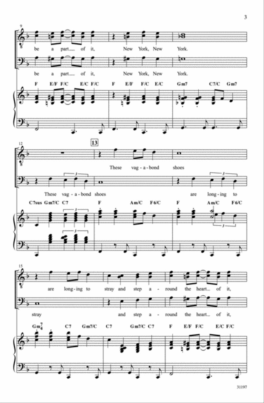 Theme from New York, New York Men's Choir scores gallery preview page 3