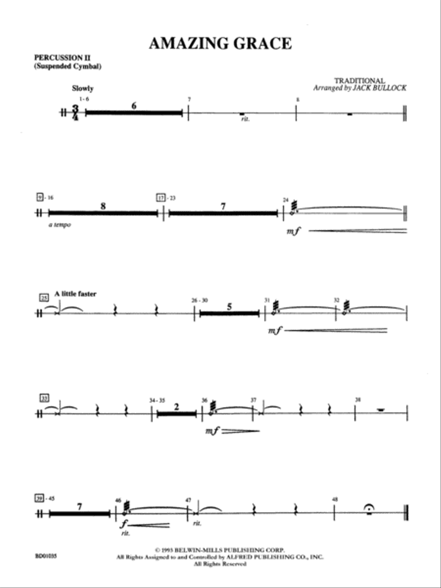 Amazing Grace: 2nd Percussion Concert Band scores gallery preview page 1