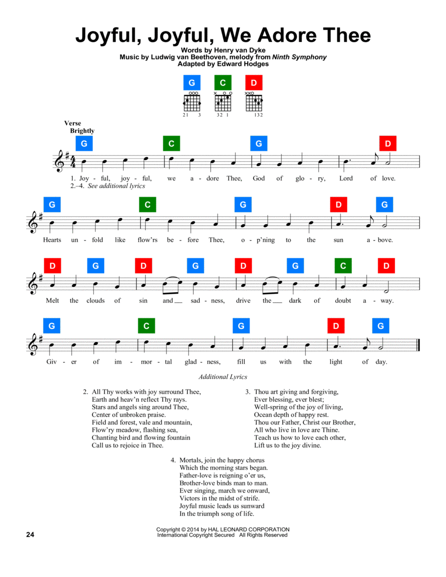 Joyful, Joyful, We Adore Thee Acoustic Guitar scores gallery preview page 1