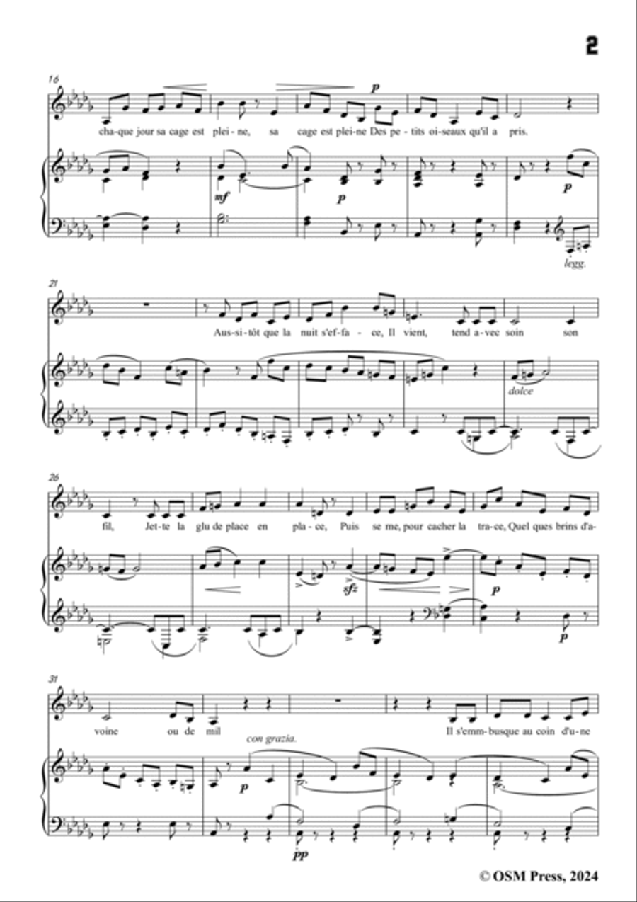 Paladilhe-L'oiseleur amour,from 'Deux chansons de Guy de Maupassant',in D flat Major Voice scores gallery preview page 3