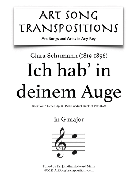 SCHUMANN: Ich hab' in deinem Auge, Op. 13 no. 5 (transposed to G major)