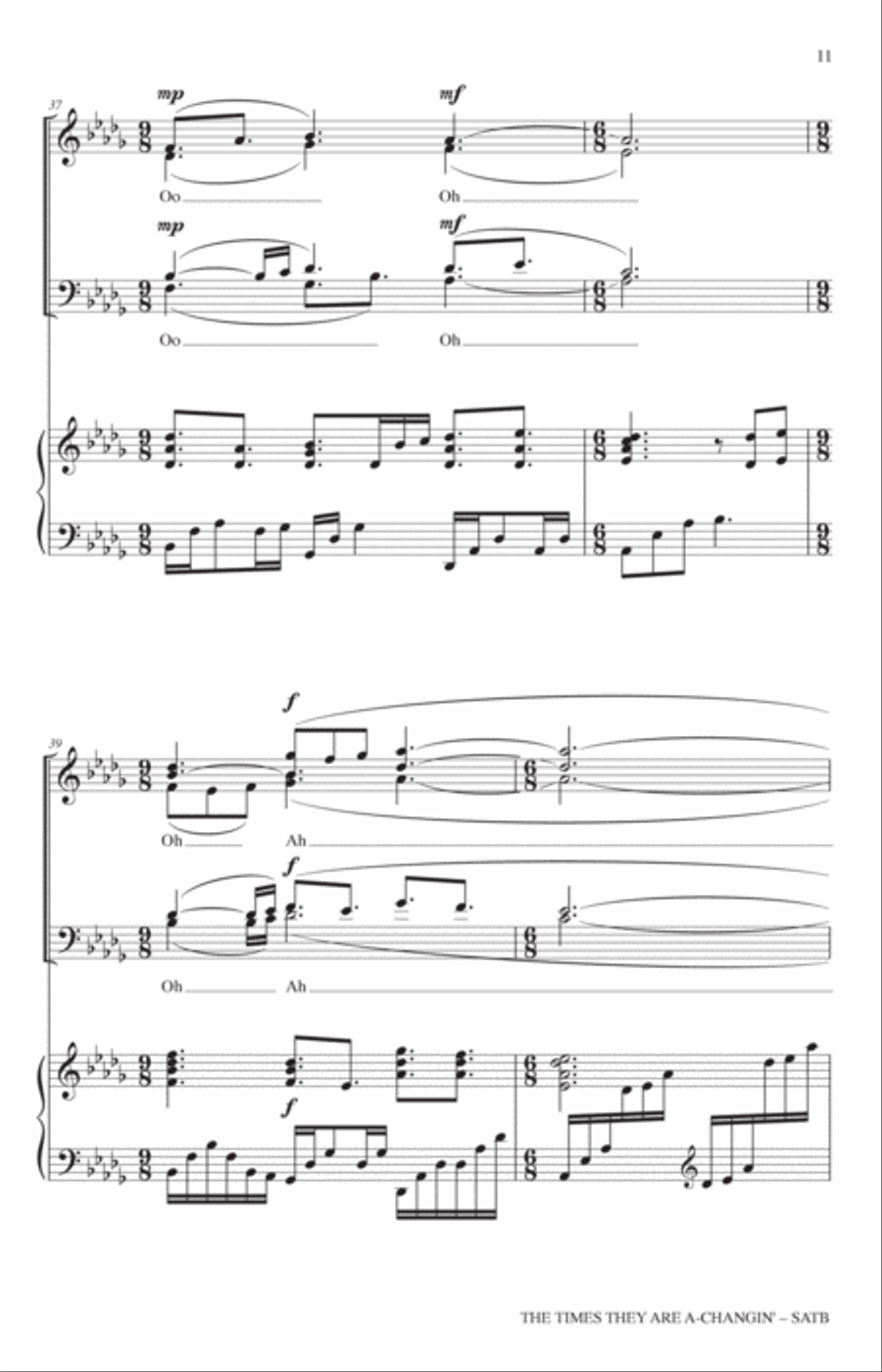 The Times They Are A-Changin' (arr. Adam Podd) 4-Part scores gallery preview page 9