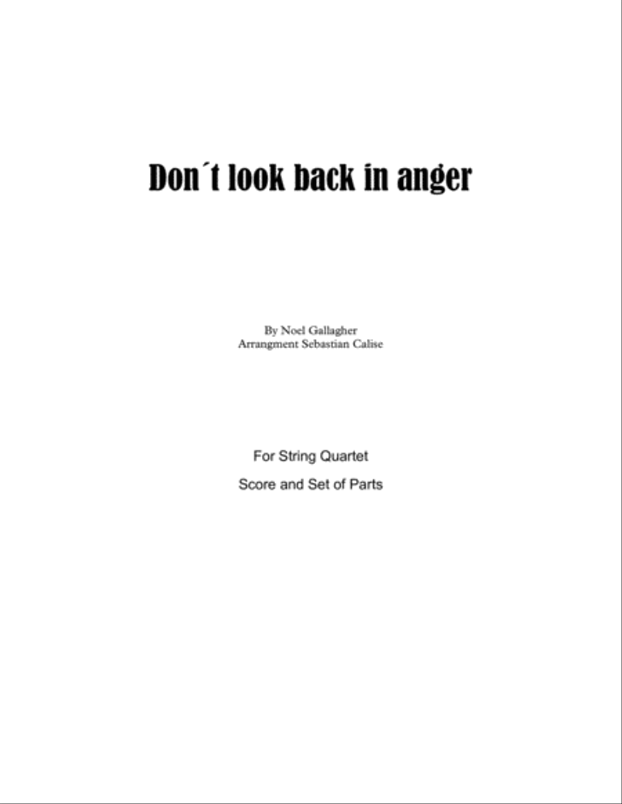 Don't Look Back In Anger String Quartet scores gallery preview page 1