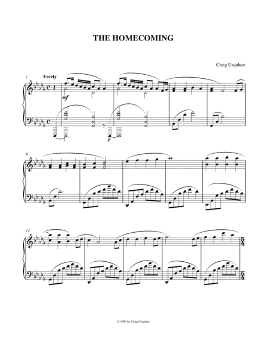 Craig Urquhart - THE HOMECOMING Piano Solo scores gallery preview page 1