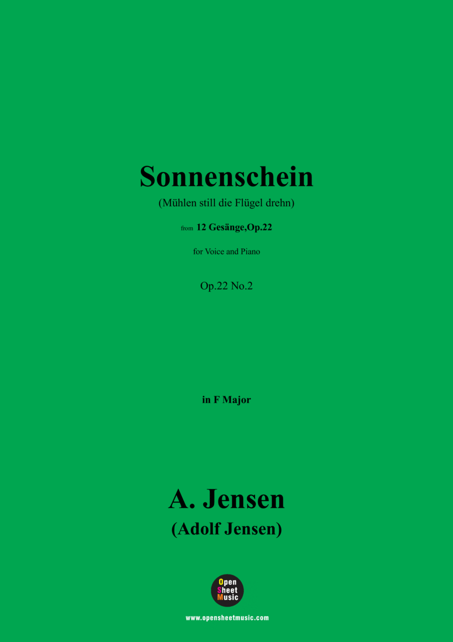 A. Jensen-Sonnenschein(Mühlen still die Flügel drehn),in F Major,Op.22 No.2 Voice scores gallery preview page 1