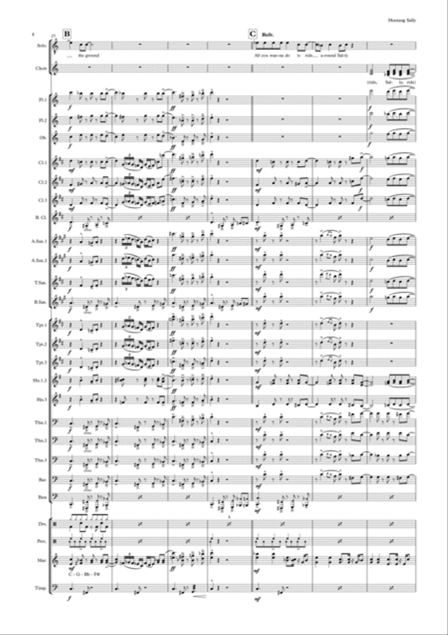 Mustang Sally Concert Band scores gallery preview page 4