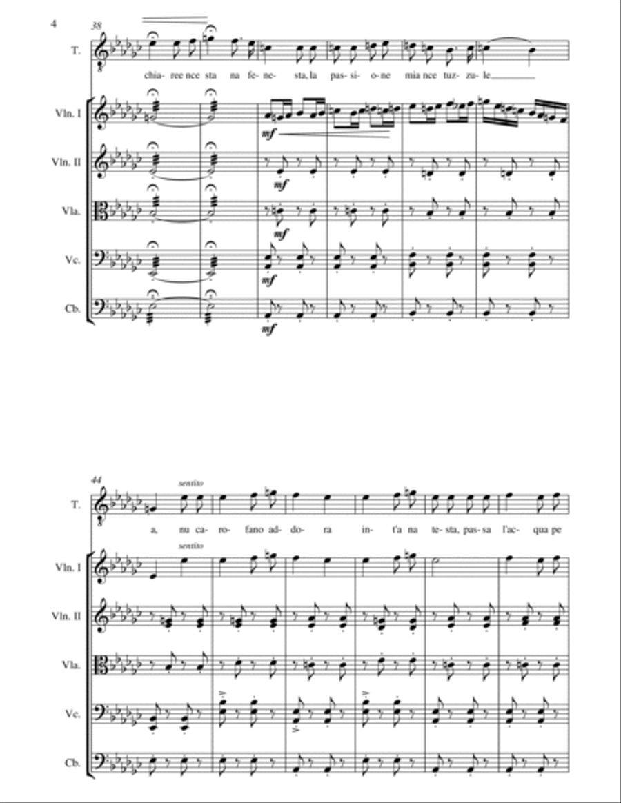 Marechiare - Neopolitan Song by Tosti - Arranged for String Orchestra and Tenor in Eb minor Chamber Orchestra scores gallery preview page 4