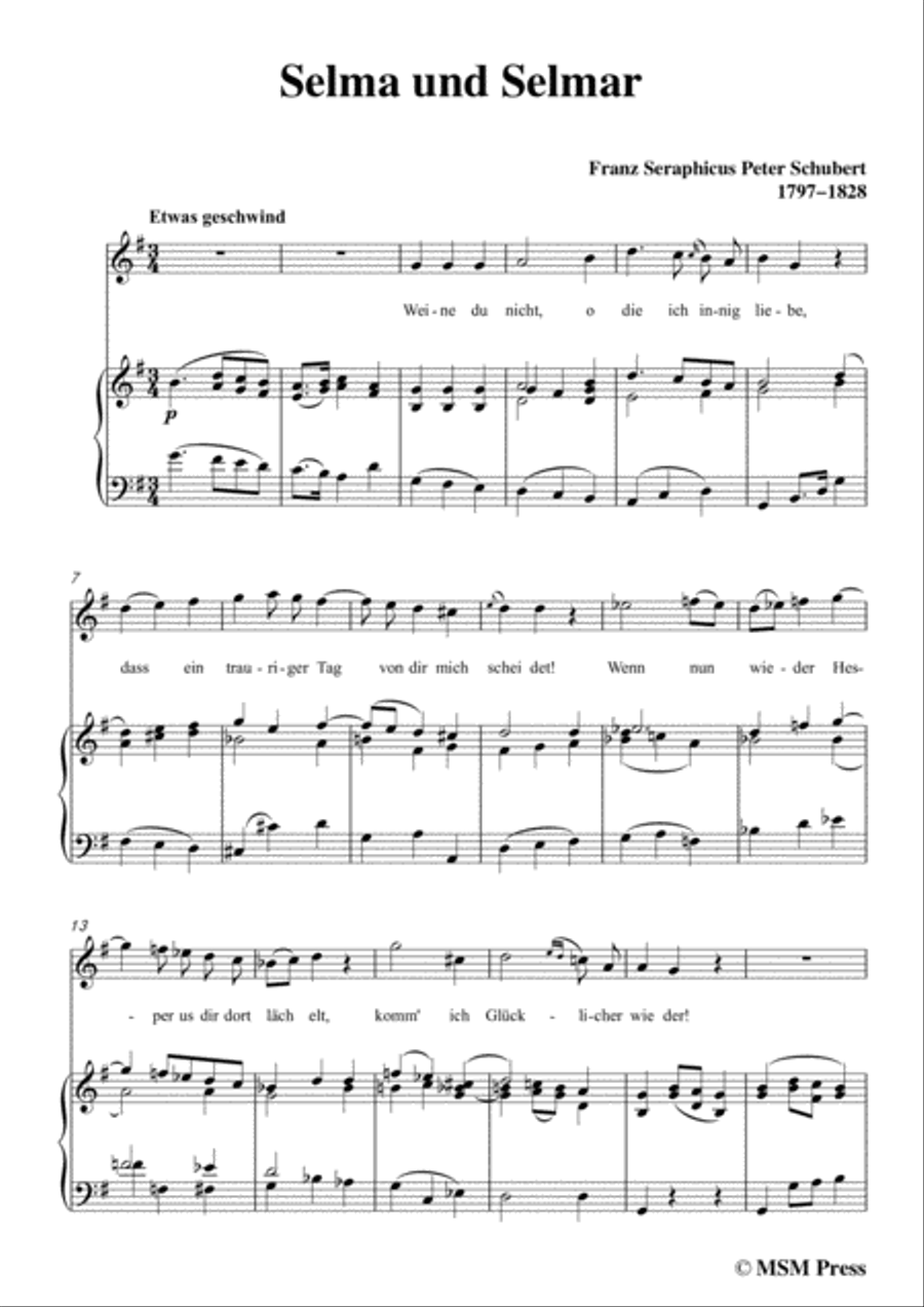 Schubert-Selma und Selmar,in G Major,for Voice&Piano Voice scores gallery preview page 3