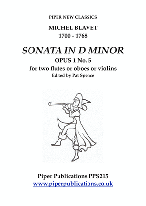 Book cover for BLAVET SONATA IN D MINOR OPUS 1 No. 5 FOR 2 FLUTES