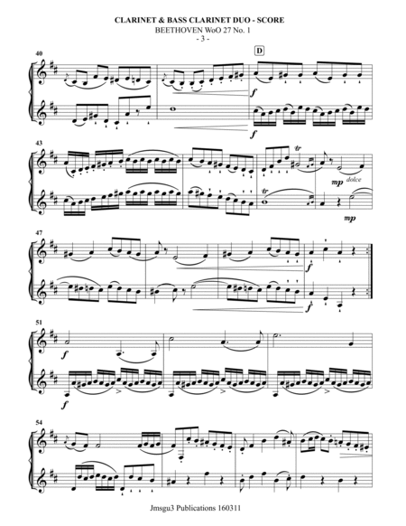 Beethoven: Duet WoO 27 No. 1 for Clarinet & Bass Clarinet image number null