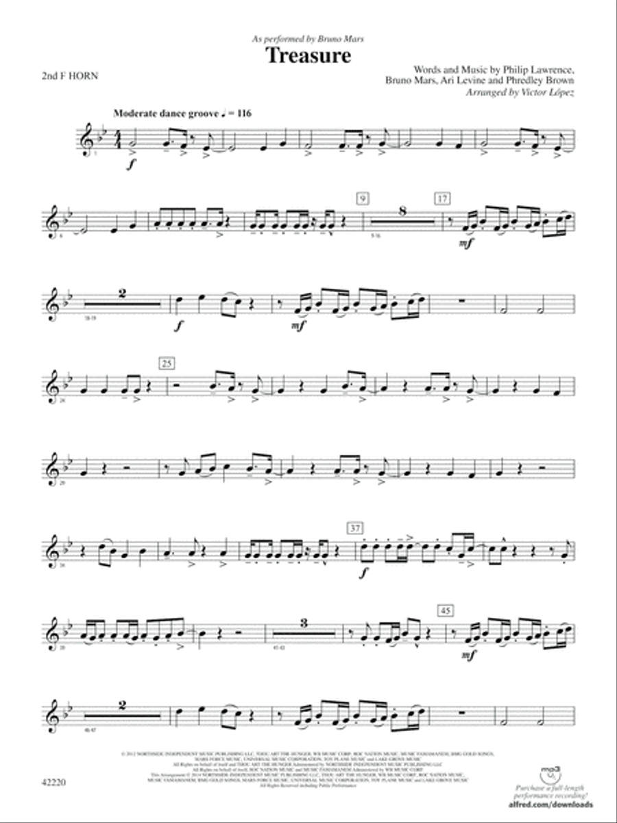 Treasure: 2nd F Horn Treasure: 2nd F Horn Concert Band scores gallery preview page 1