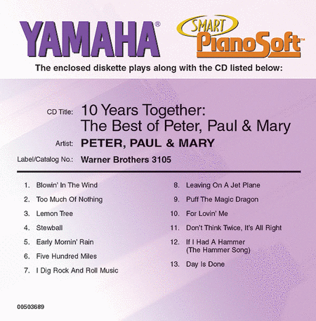 10 Years Together: The Best of Peter, Paul & Mary - Piano Software